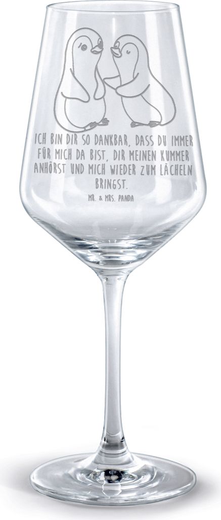 Mr. & Mrs. Panda Weinglas Pinguine trösten - Transparent - Geschenk, Kelch, Freundin, glas für rotwein, Valentinstag, Burgunderglas, Hochzeitstag...