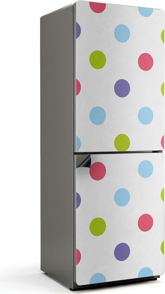 Muster mit farbigen Punkten – Magnetische Kühlschrank Abdeckung – Dekorfolie magnetisch Küche – Kühlschrank Magnet Deko – selbstklebende...