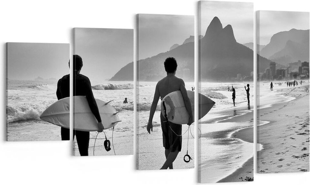 Bild auf Leinwand - Leinwandbild - Meer Welle Surfen - 100x60cm - Wand Bild - Wanddeko - Wandbilder - Leinwanddruck - Bilder - Kunstdruck - Wanddek...