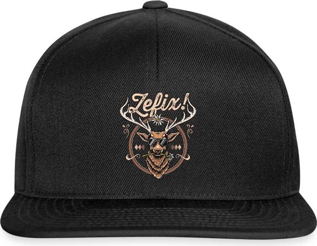 Spreadshirt Zefix Bayrisch Grantler Trachtenmuster Für Männer Snapback Cap, One size, Schwarz/Schwarz