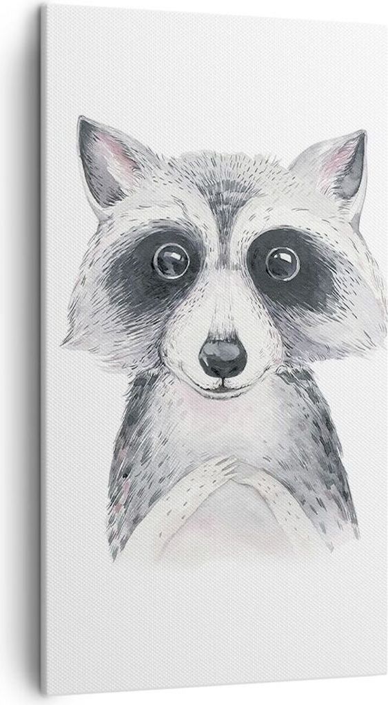 Bild auf Leinwand - Leinwandbild - Einteilig - Waschbär Bild Kinder - 45x80cm - Wand Bild - Wanddeko - Wandbilder - Leinwanddruck - Bilder - Wandd...