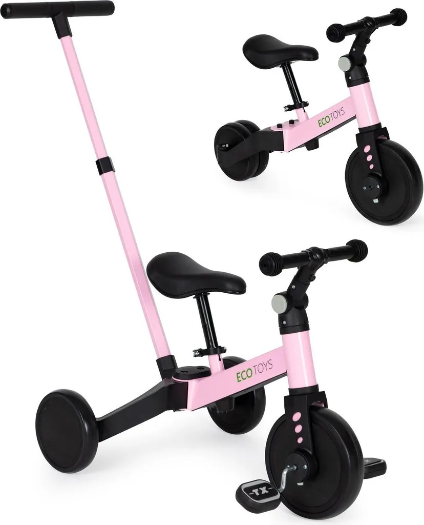 Tricycle 2 en 1 polyvalent avec poignée amovible et roues silencieuses