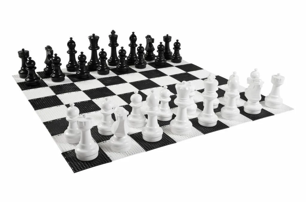 Jeu d'échecs XL pour animation de jardin et terrasse avec tapis de 1,4m