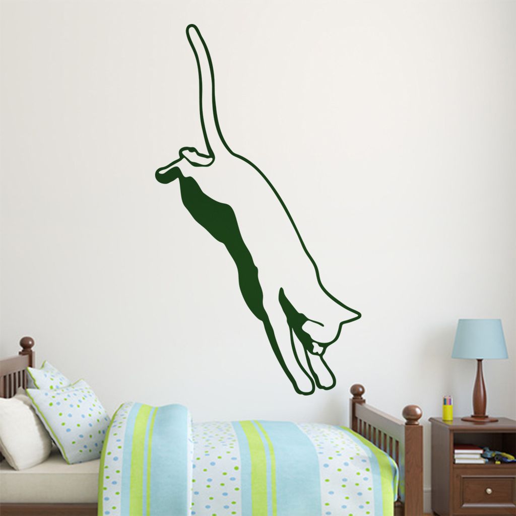 KIWISTAR Katze springt - 7 Leben Jagen Wandtattoo in 6 Größen - Wandaufkleber Wall Sticker - Dekoration, Küche, Wohnzimmer, Schlafzimmer, Badezi...