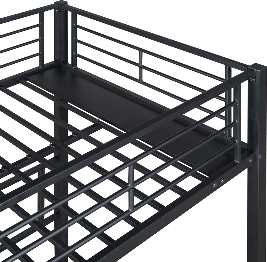 Lit Superposé pour Adolescent en Métal Noir 90x200 avec Rangement - 12