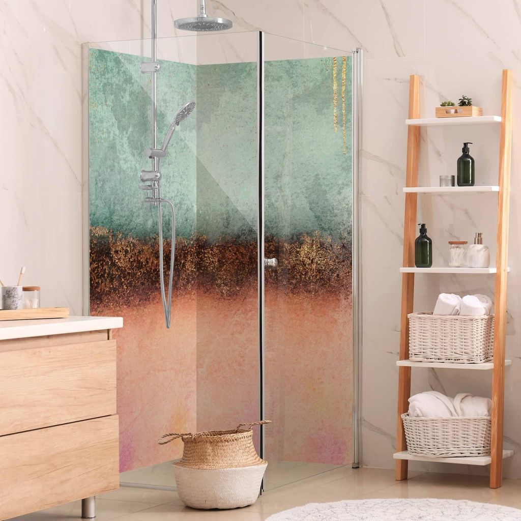Duschrückwand Muster selbstklebend - 0.35 mm Wandpaneel wasserfest Design orange Abstrakt Badrückwand fugenlos Smart matt 100x200 cm