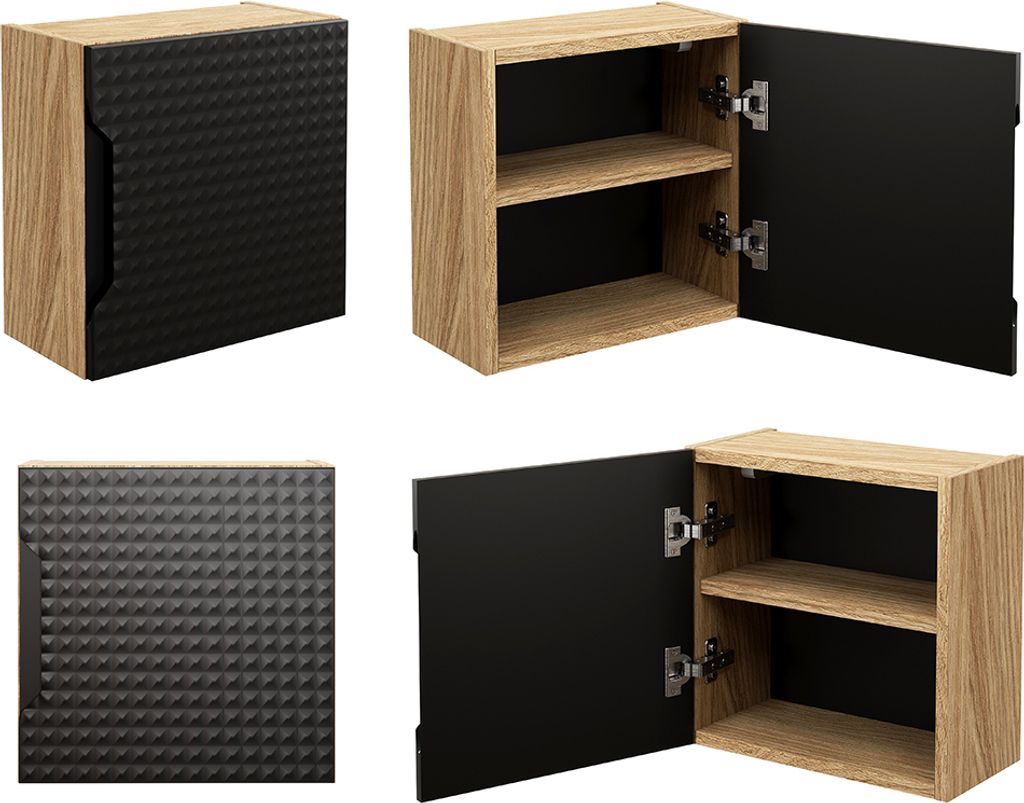 Hängeschrank 35x35 cm in Eiche mit schwarz, LONDON-56-BLACK