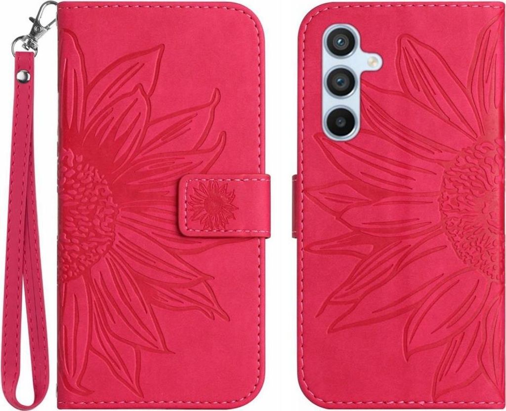 Samsung Galaxy A16 Hülle - Coverup Sonnenblume Klapphülle mit Schlüsselband - Rosa