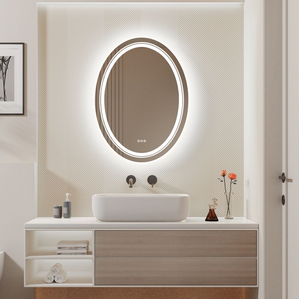 WISFOR LED koupelnové zrcadlo kulaté 60×80 cm nástěnné Obrázek produktu 21
