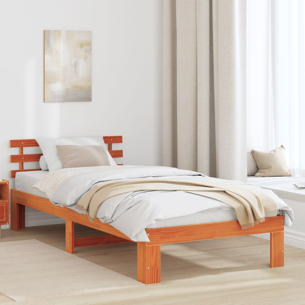 Kiefer Bettrahmen Wachsbrown Massivholz Kiefer Einzel, Klassische Betten DesignMöbel Neu