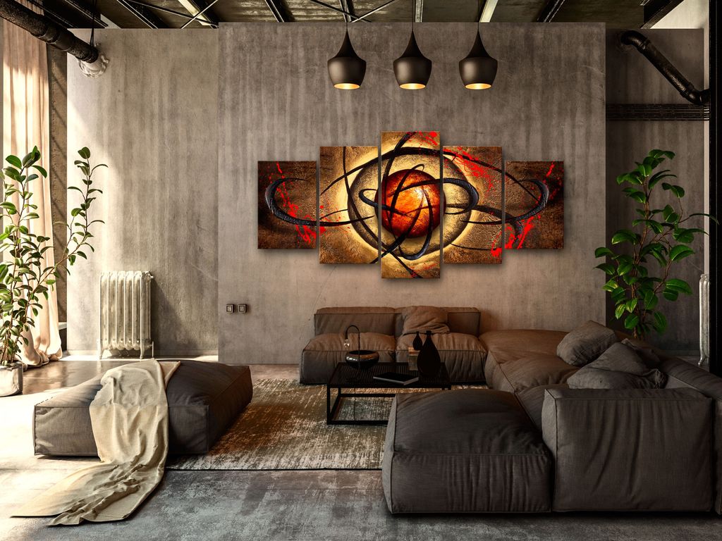 Akustikbild Abstrakt 200x100 cm Bilder Akustikschaum Hochleistungsschallabsorber Schallschutz Leinwand 5 tlg Wandbild Raumakustik Schalldämmung Go...