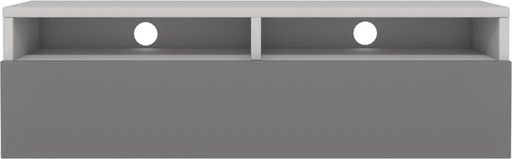 Banc TV Design 100 cm avec Rangement, Meuble Multimédia Blanc et Gris