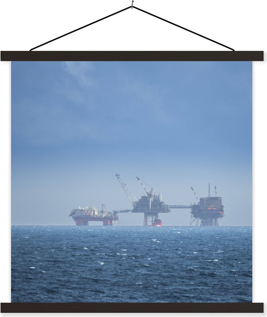MuchoWow Textilposter Nordsee - Schottland - Nebel 120x120 cm mit schwarzem Rahmen - Aufhängungsset