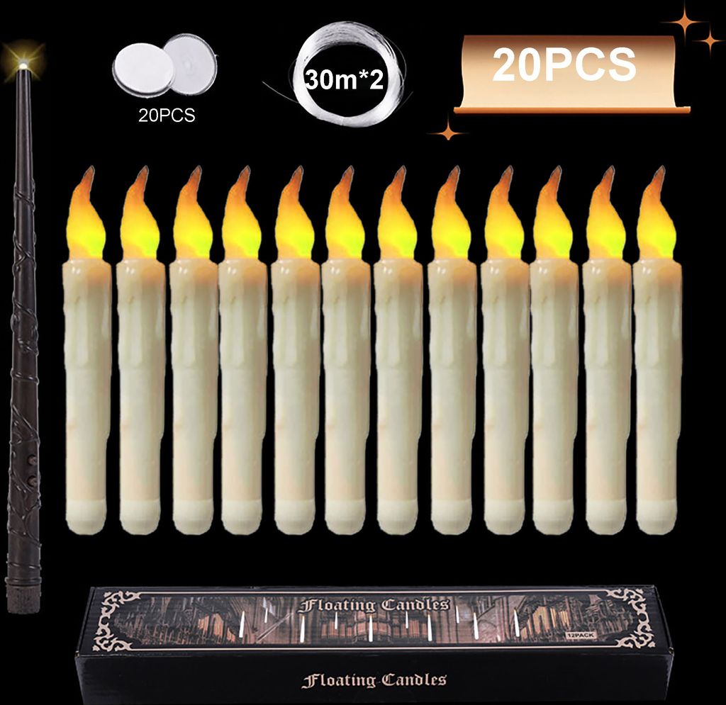 FUFRE Halloween LED Stabkerzen Mit Fernbedienung - Flammenlose Deko Mit Timer Für Gruselige Stimmung