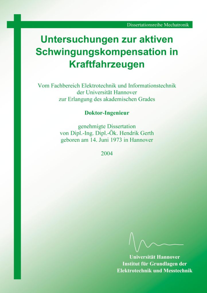 Untersuchungen zur aktiven Schwingungskompensat. Gerth, Hendrik.