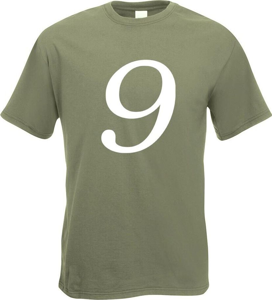 Kiwistar - T-Shirt - Olive - Zahl 9 - Zahlen Nummern Motiv Bedruckt Funshirt Design Print - mit Motiv Bedruckt - Funshirt Design - Sport - Freizeit...