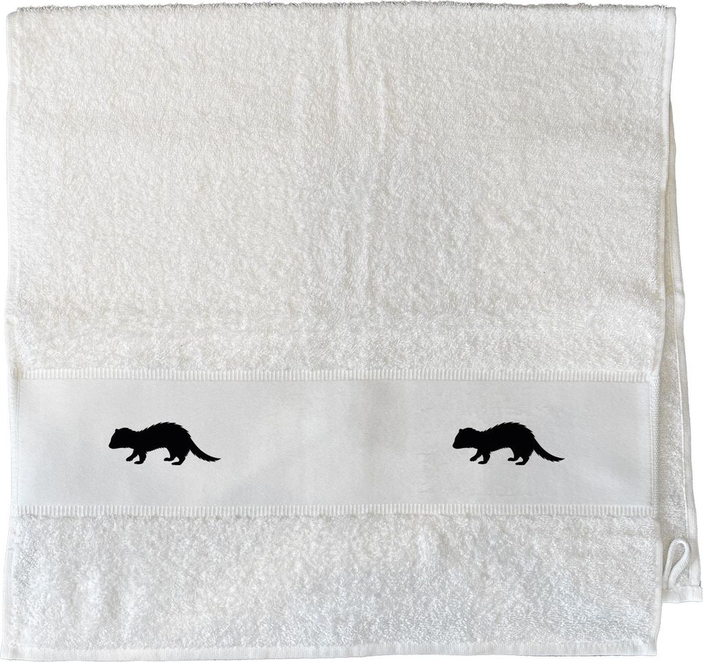 Huuraa Handtuch Frettchen Silhouette 50x100cm White Baumwolle Handtuch Geschenkidee