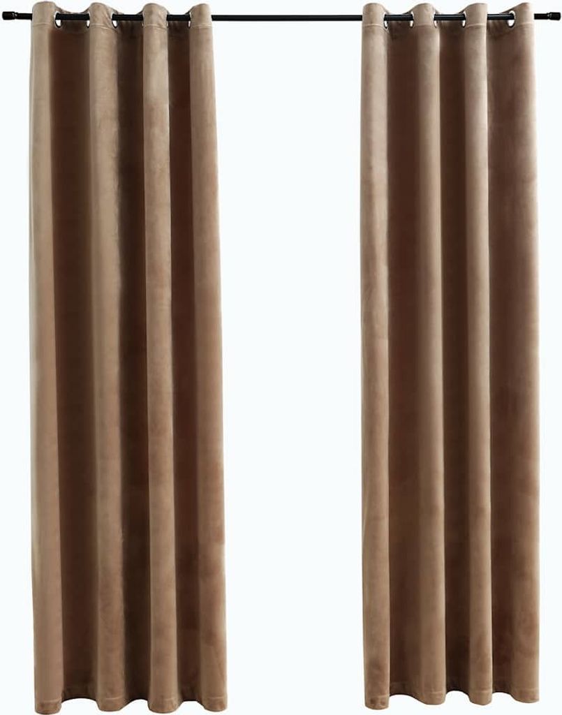 vidaXL Verdunkelungsvorhänge mit Ösen 2 Stk. Samt Beige 140x225 cm