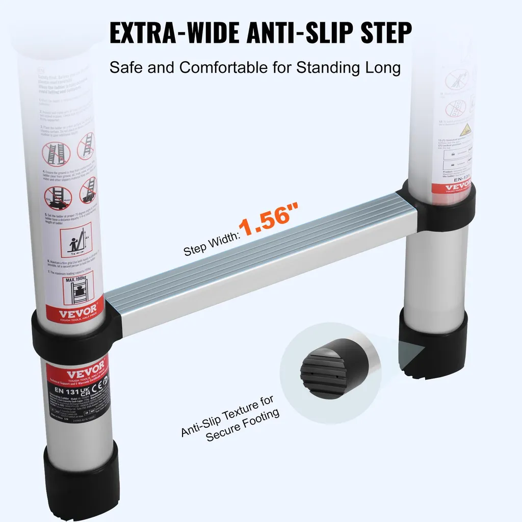 Échelle extensible en aluminium multi-usage pliable avec stabilisateur - 3