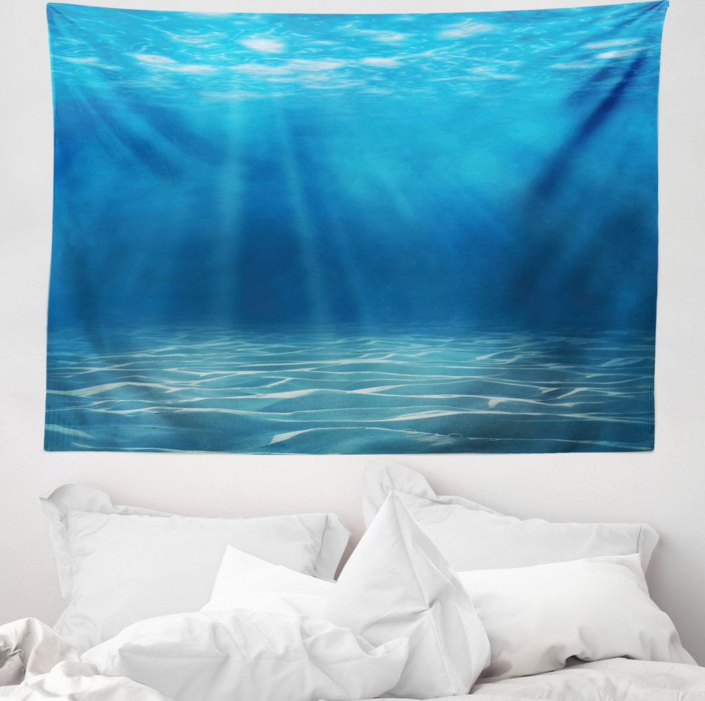 ABAKUHAUS Ozean Wandteppich, Unterwasser-Wildnis aus Weiches Mikrofaser Stoff Waschbar ohne Verblassen Digitaldruck, 150 x 110 cm, Türkis Blau