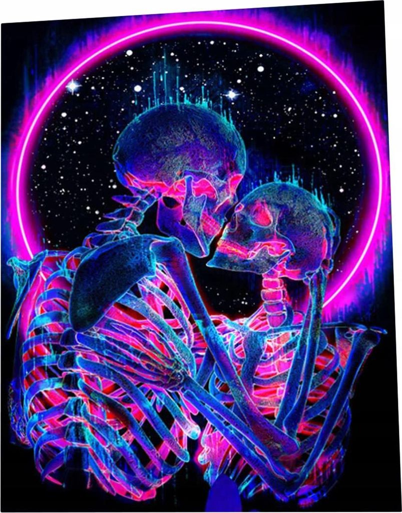 UV-Wanddekoration, fluoreszierendes Gemälde, Wandteppich, reflektierend, 150 x 150 cm, Love