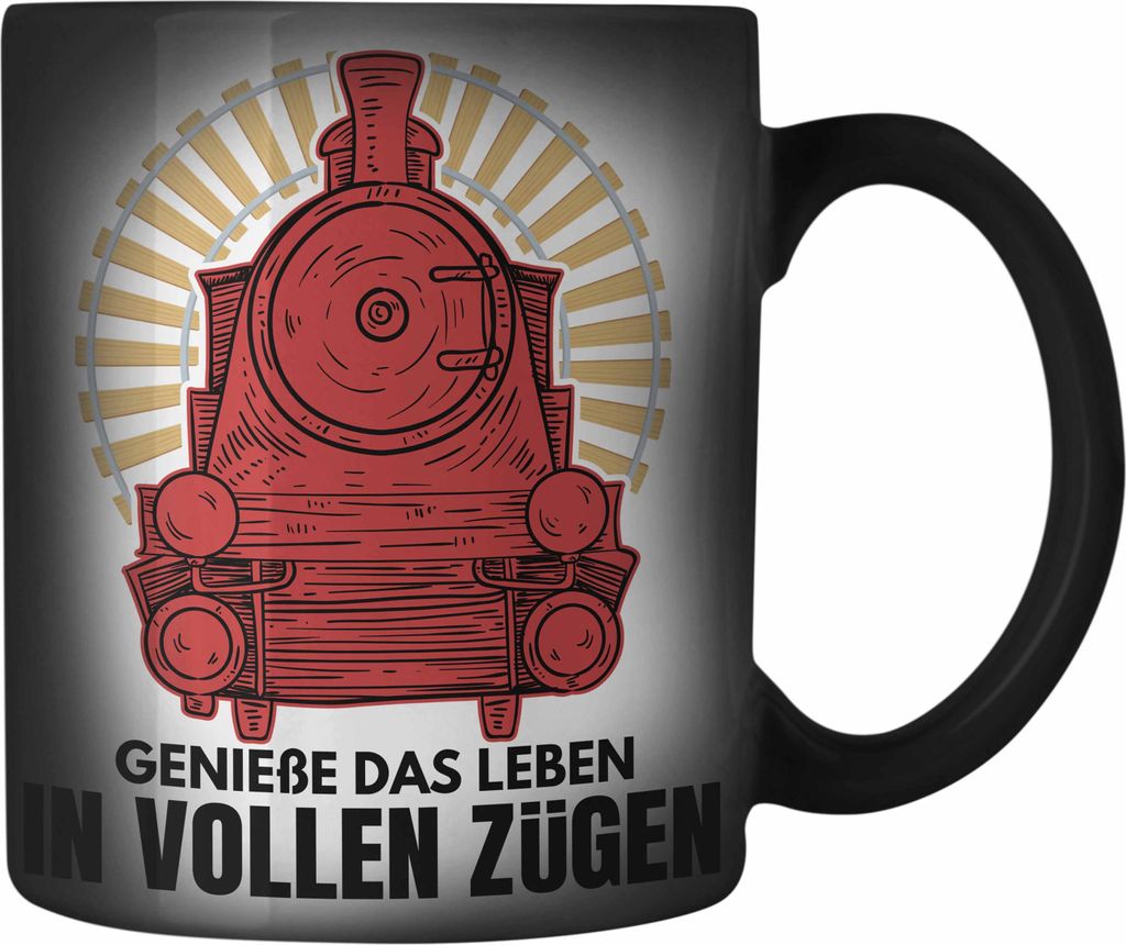 Trendation - Geniße Das Leben in Vollen Zügen Lokführer Farbwechsel Zauber-Tasse Geschenk Eisenbahner Spruch Lokomotive Geschenkidee Eisenbahn (...