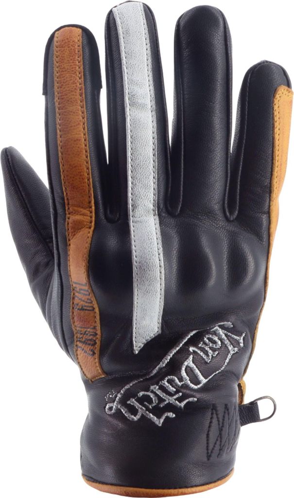 Von Dutch X Helstons Hawk Motorrad Handschuhe, schwarz/weiß/gold, 12