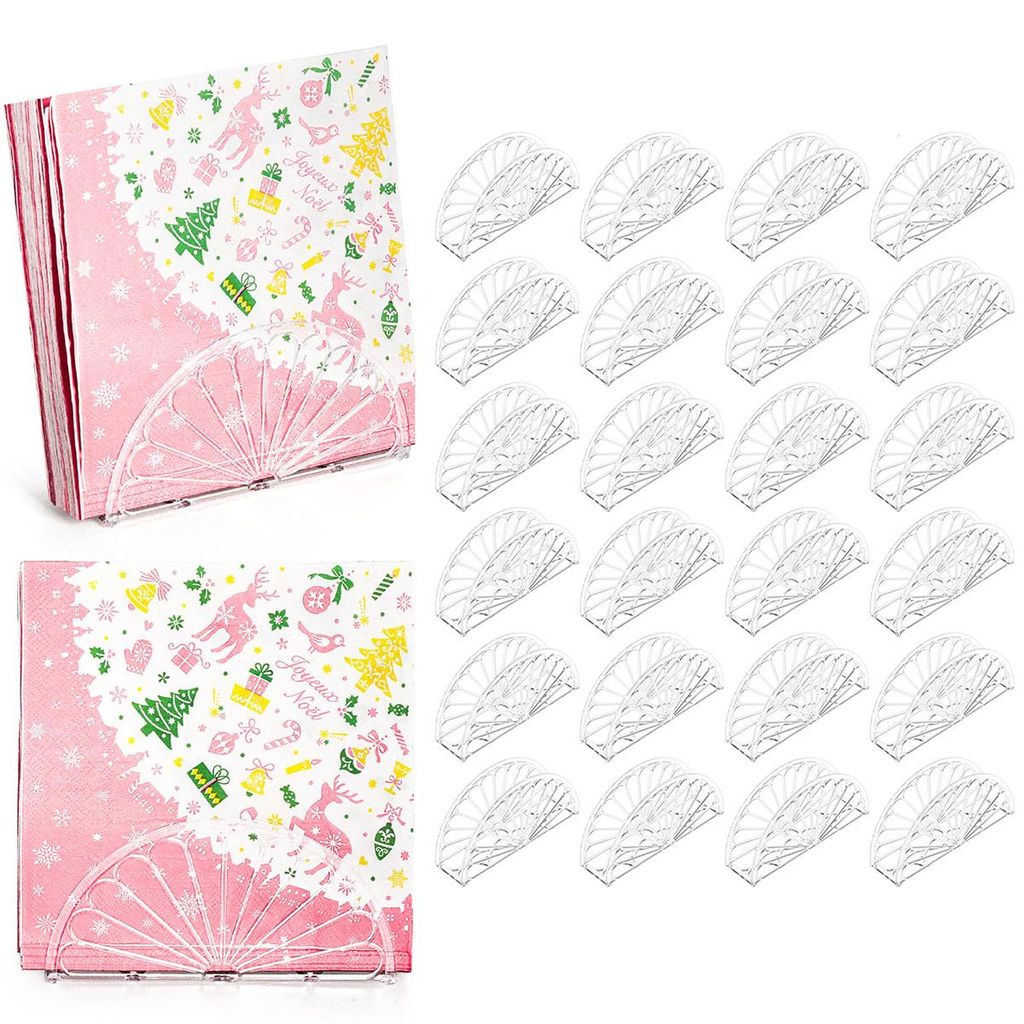 24er Set transparente Kunststoff Serviettenhalter – Produktbild 
