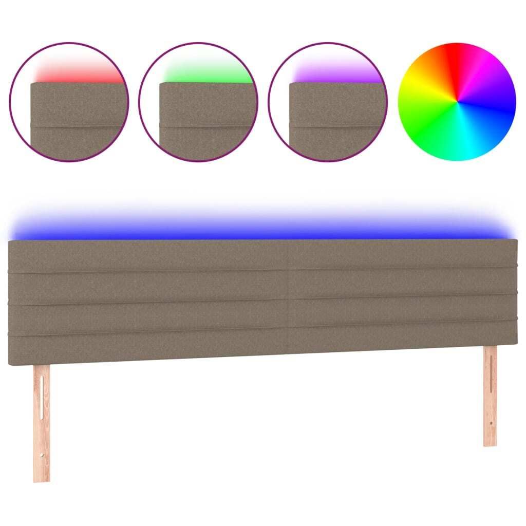 vidaXL LED Kopfteil Taupe 160x5x78/88 cm Stoff