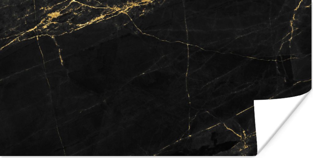 MuchoWow Poster Marmor - Schwarz - Gold - Chic - Marmoroptik - Design 40x20 cm - Poster für die Wand - Poster Schlafzimmer