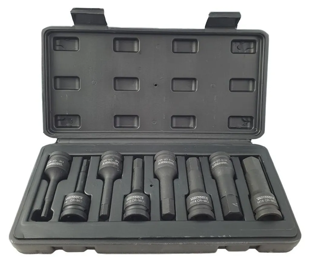 Jeu de douilles Kraft 1/2" 6 pans pour entretien automobile et mécanique - 8p