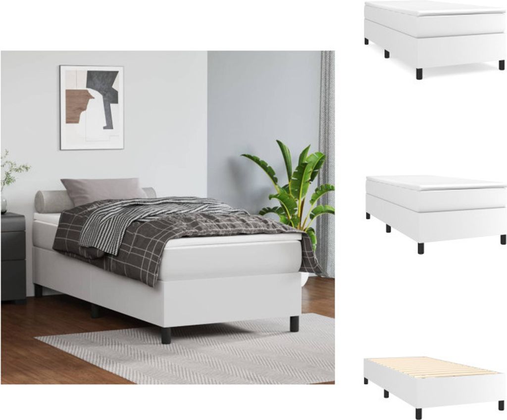 vidaXL Boxspringbett Weiß 100x200 cm Kunstleder - Betten & Bettgestelle