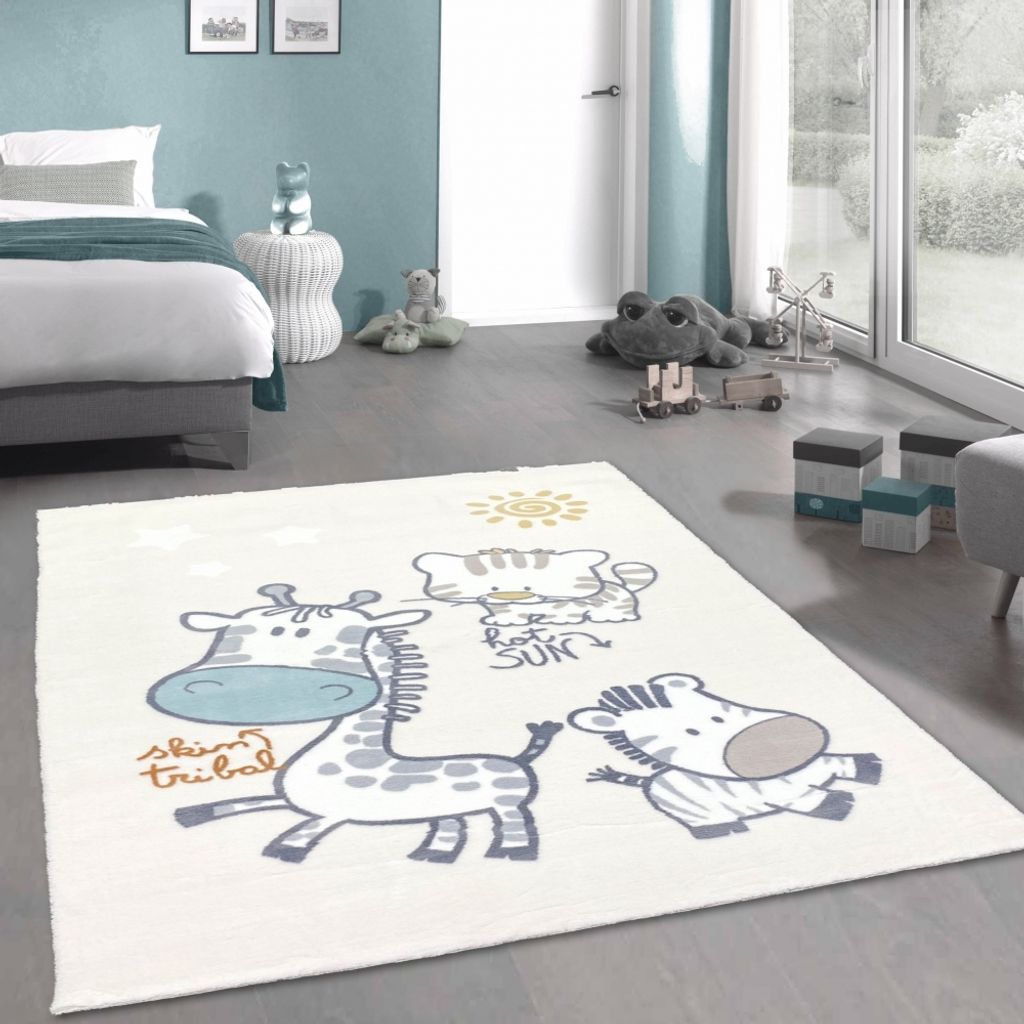 Spielzimmer-Teppich in Cream mit Zootieren super weich Größe - 120 x 170 cm