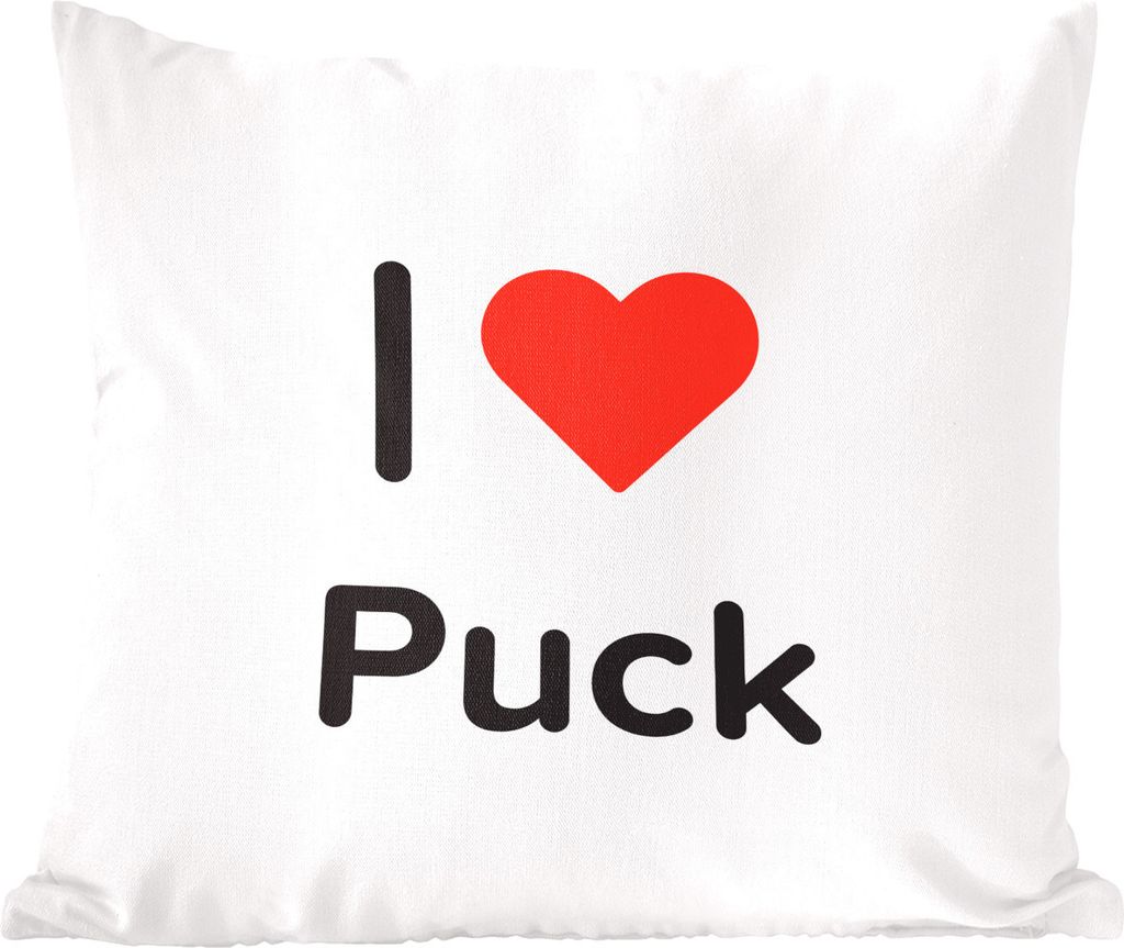 MuchoWow Zierkissen Sofakissen Wohnzimmer Dekokissen 45x45 cm Ich liebe - Puck - Mädchen - Schlafpolster - Polster für das Sofa