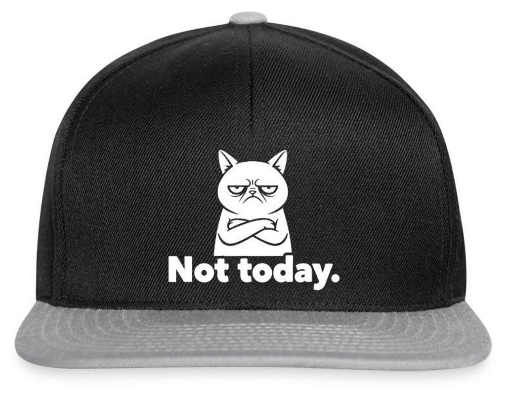 Spreadshirt Not Today | Genervte Katze Snapback Cap, One size, Schwarz/Grau