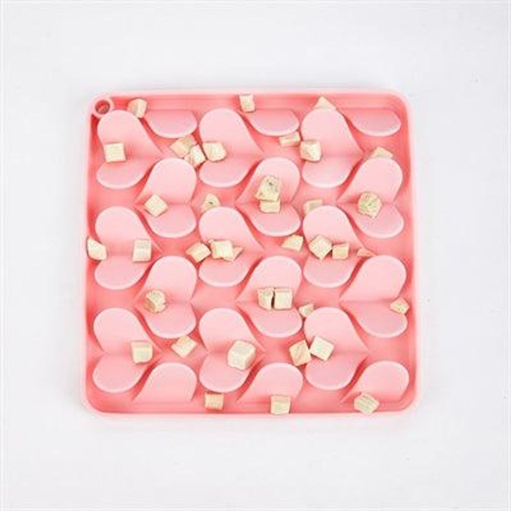 Leckmatte 20x20x2 cm, rosa, für Hunde und Katzen, Anti-Verschlingen, beruhigend