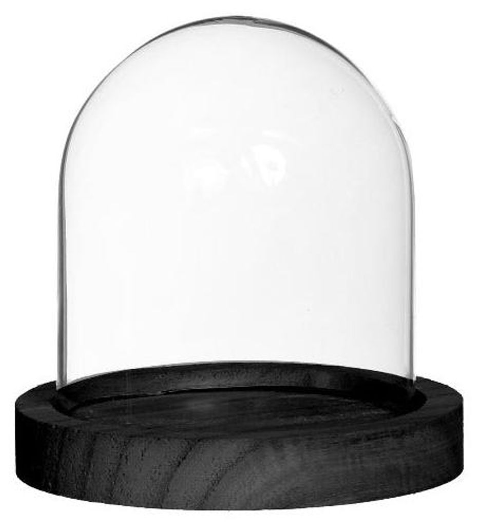 Glasglocke mit schwarzem Holzsockel Ø10cm H. 10 cm (1 Produktbild 
