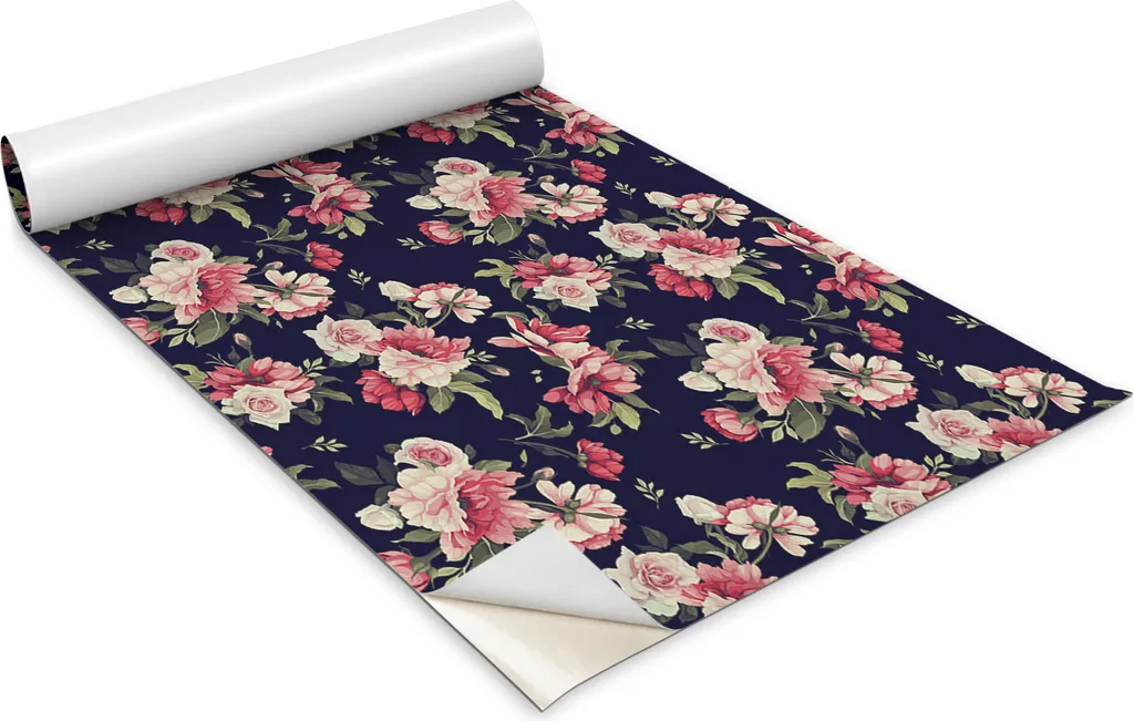 Pellicola autoadesiva per mobili - pellicola decorativa - mobili da tavolo - tagliabile su misura - fiori rosa - 100 x 50 cm