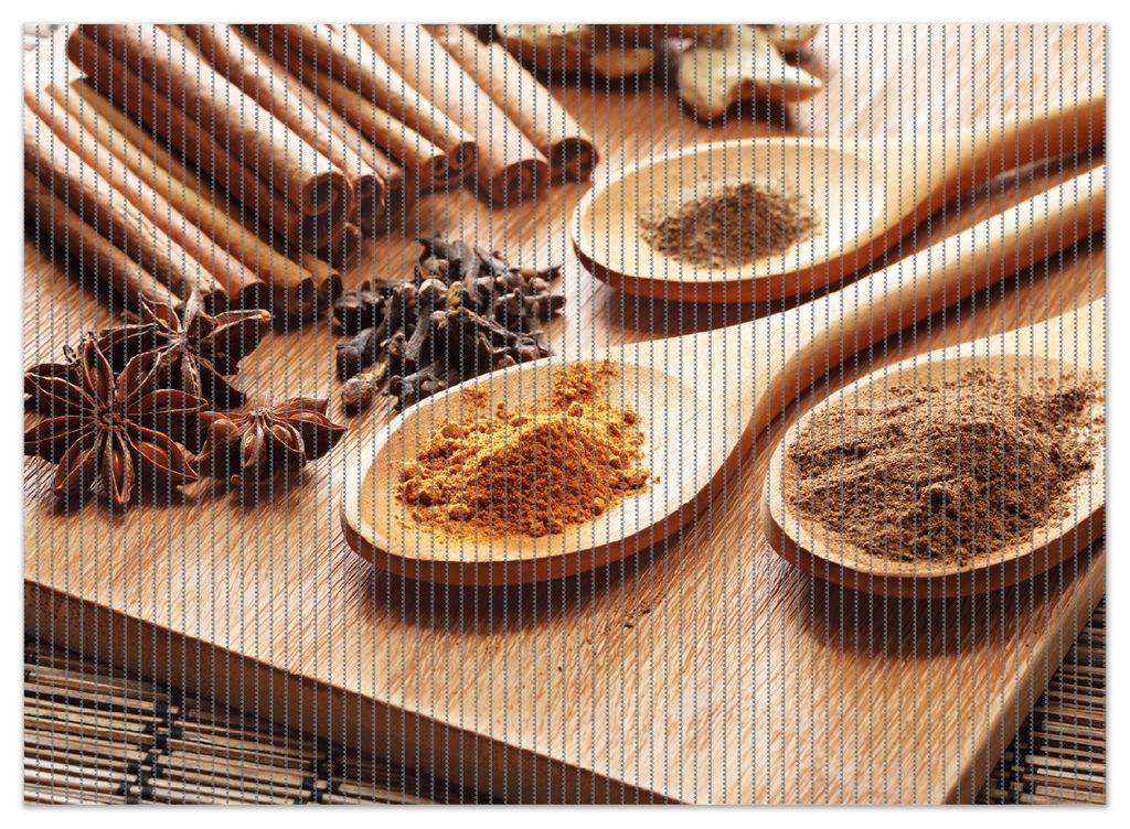 Wallario Duschmatte Antirutschmatte Badmatte Fußmatte Kräuter und Gewürze auf Holzlöffeln, Größe ca. 90 x 65 cm