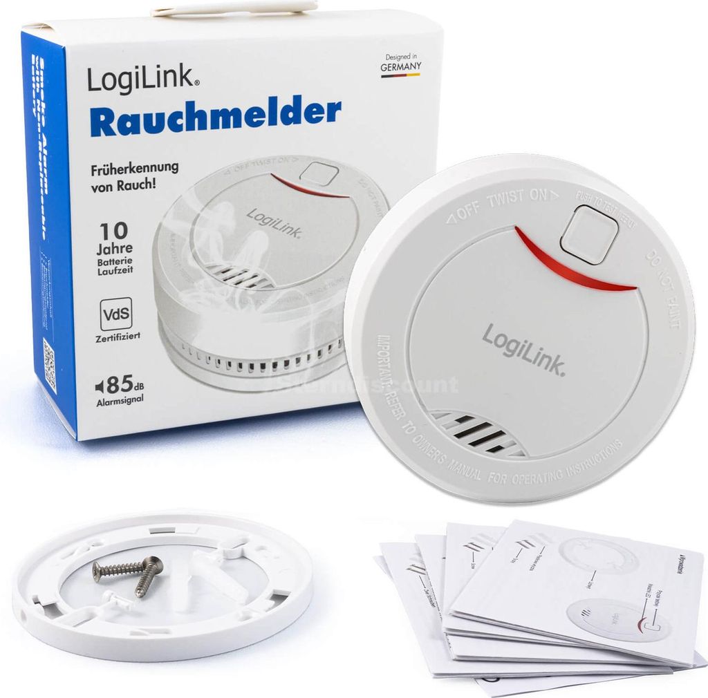 Detektor dymu LogiLink so schválením VdS, 10-ročná Obrázok produktu 