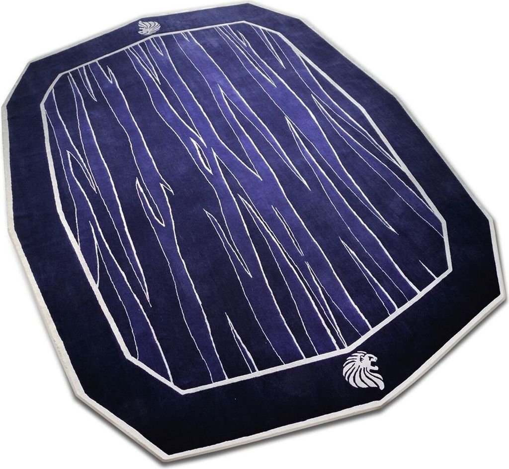 Casa Padrino Luxus Wollteppich Lila / Schwarz / Weiß - Verschiedene Größen - Handgetufteter Woll Teppich - Wohnzimmer Teppich - Schlafzimmer Tep...