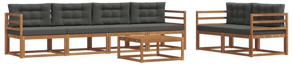 vidaXL Outdoor-Sofagarnitur mit Kissen 7 pcs Natur und Anthrazit