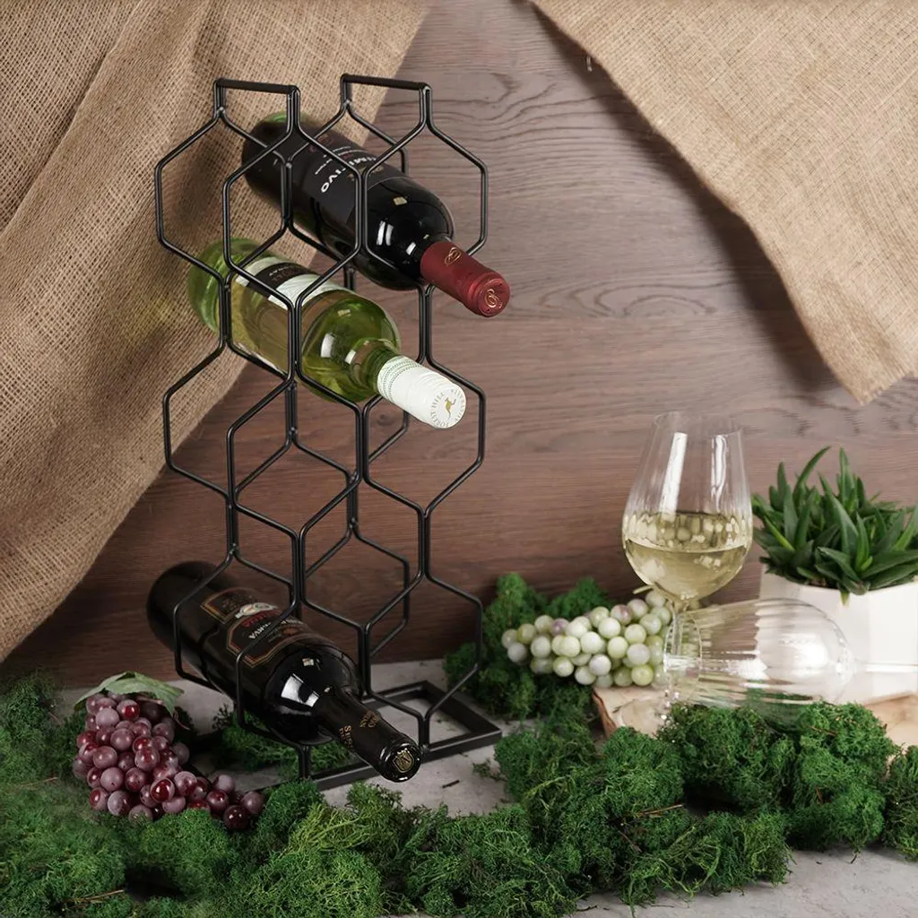 Support bouteilles vin métal 8 emplacements noir mat au design compact