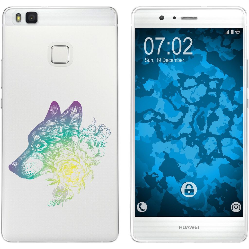 PhoneNatic Case kompatibel mit Huawei P9 Lite Silikon-Hülle Floral Wolf M3-4