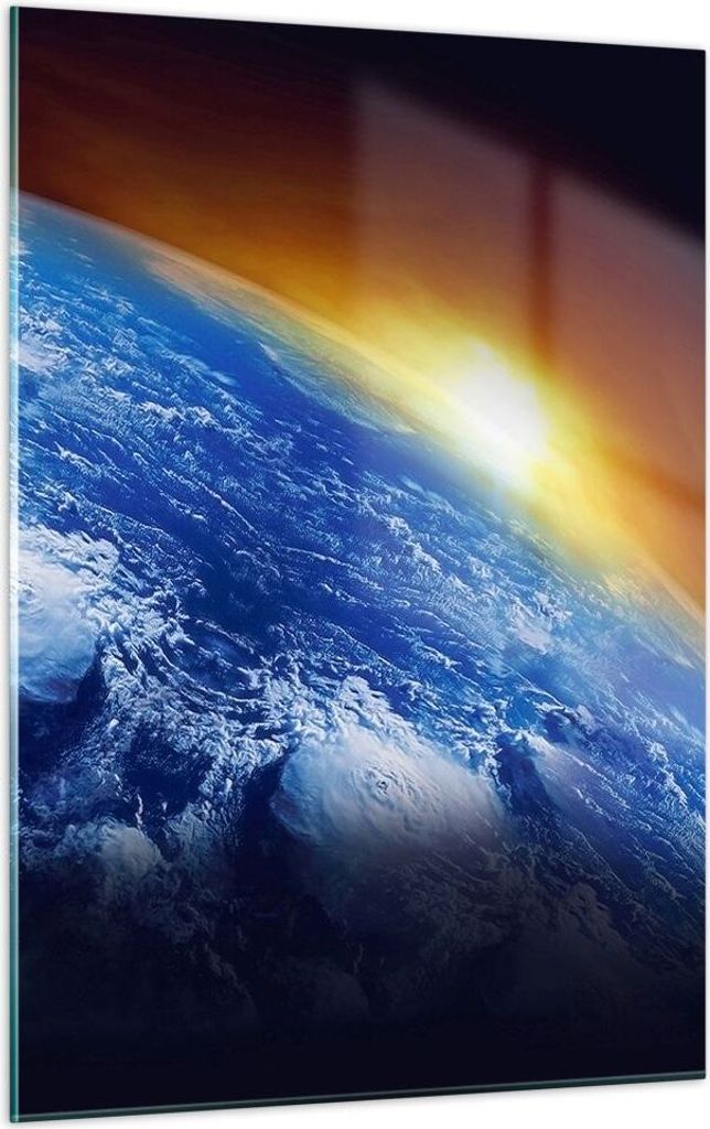 Bilder auf glas - Einteilig - Galaxie Erde Raum - 50x70cm - Glasbilder - Wandbilder - Bilder - zum Aufhängen bereit - Wanddekoration aus Glas - Gl...