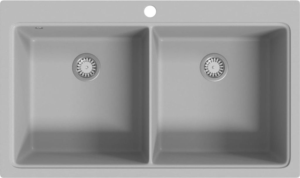 Granitspüle Doppelbecken Grau