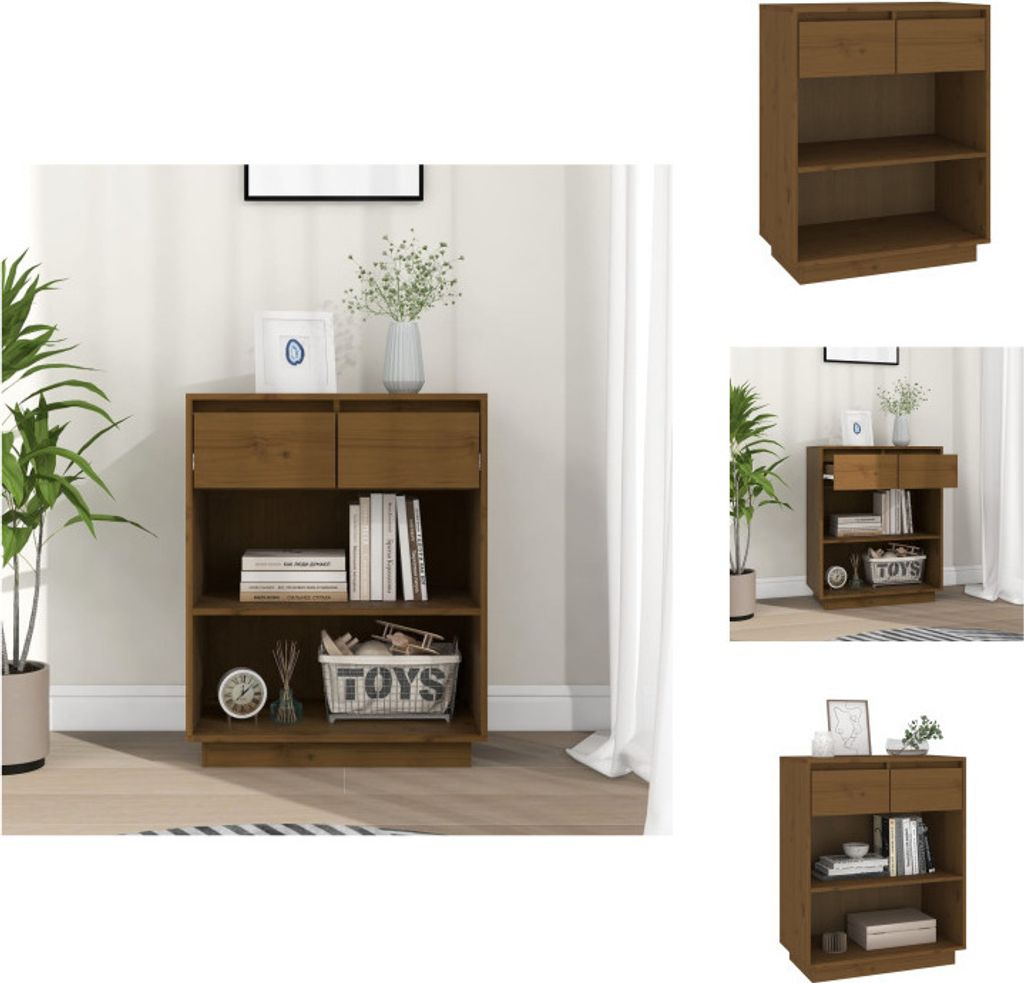 vidaXL Beistellschrank Honigbraun 60x34x75 cm Massivholz Kiefer - Sideboards