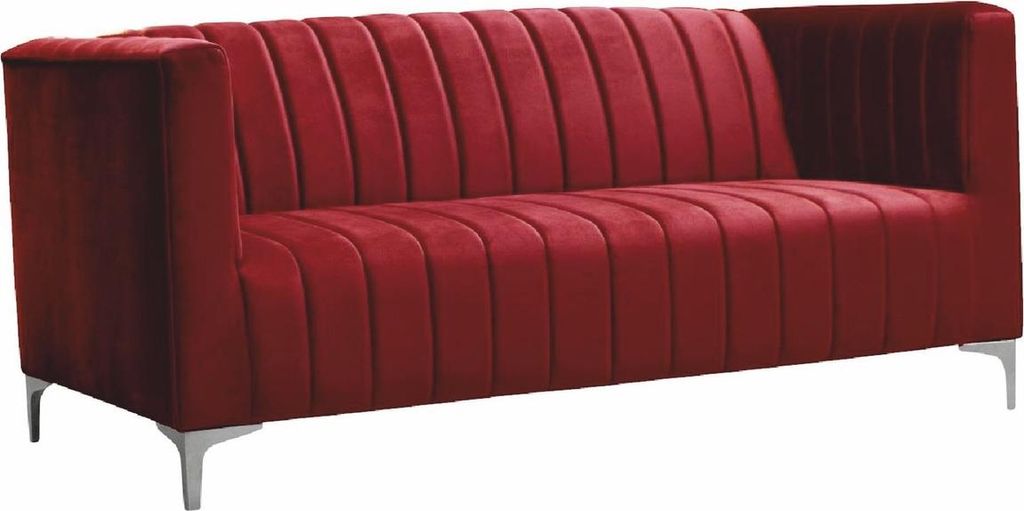 Casa Padrino Luxus 2er Samt Sofa Bordeauxrot / Grau 162 cm - Wohnzimmer Möbel