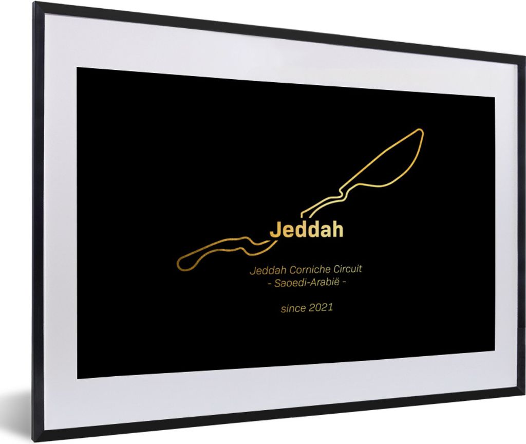 MuchoWow Gerahmtes Poster F1- Jeddah - Rundkurs 60x40 cm - Poster mit Schwarzem Bilderrahmen Wandposter Rahmen Foto Bilder - Schlafzimmer - Plaka...