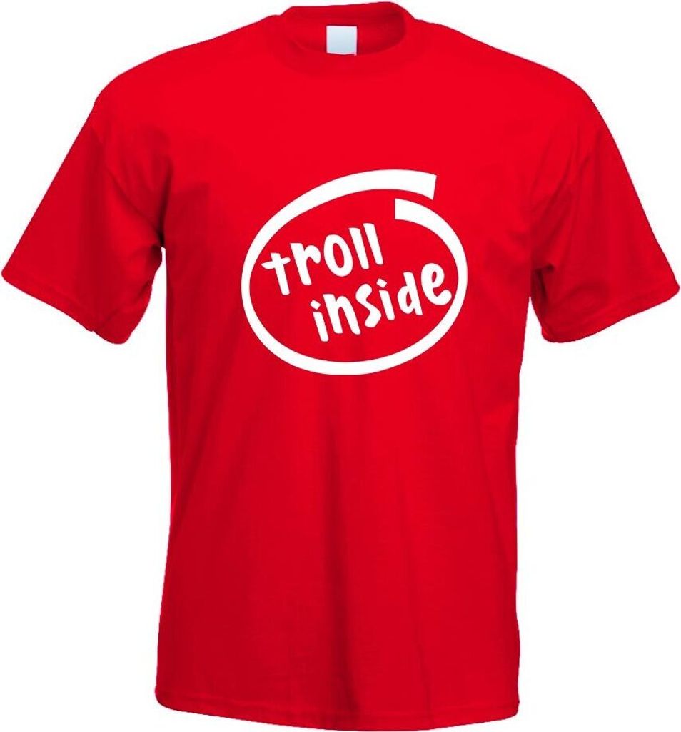 Kiwistar - T-Shirt - rot - Troll Inside Motiv Bedruckt Funshirt Design Print - mit Motiv Bedruckt - Funshirt Design - Sport - Freizeit - Herren - XL